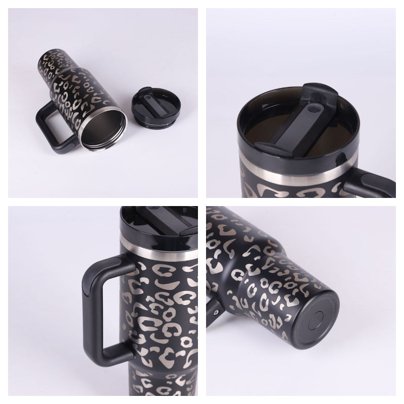 Stainless Steel Tumbler with Handle Straw