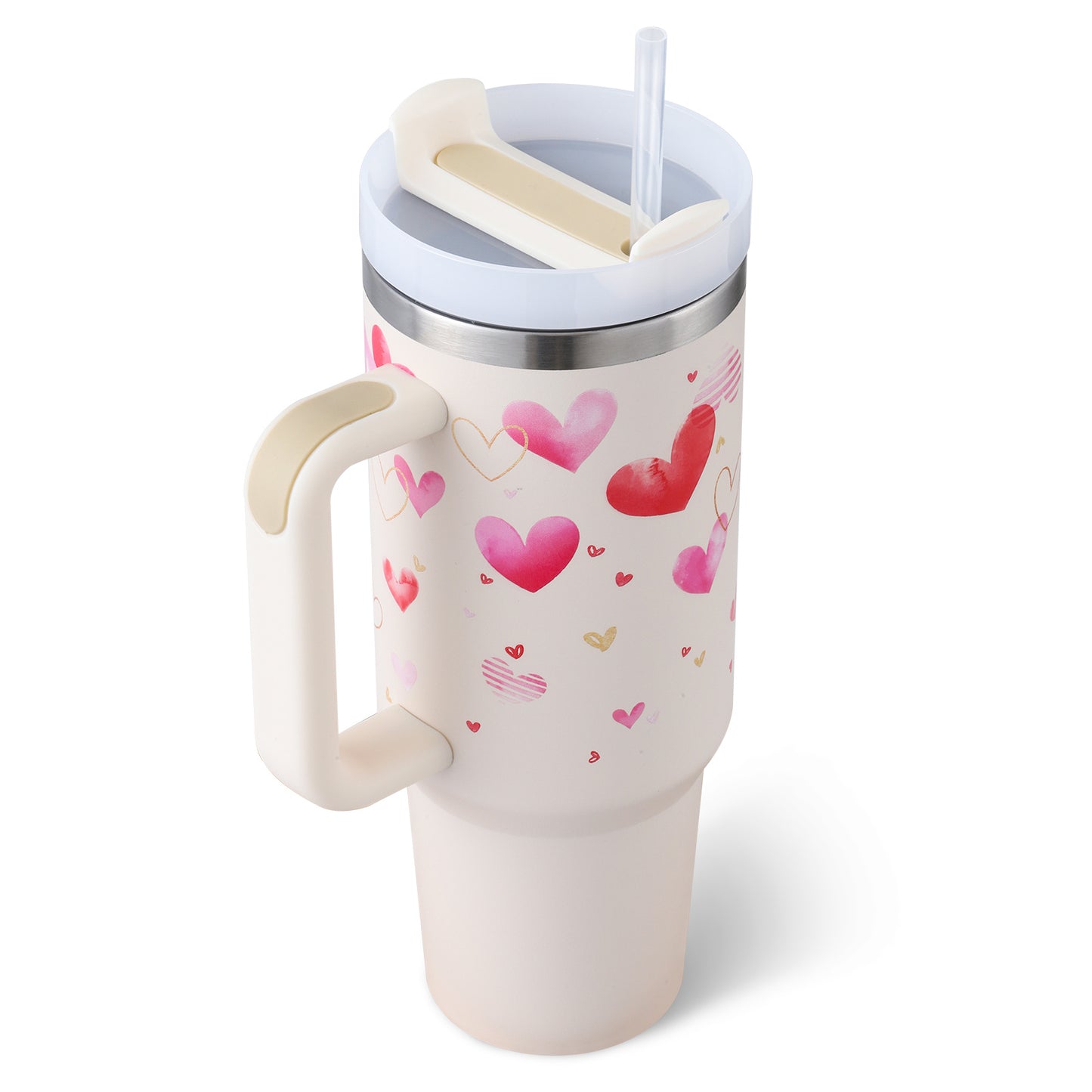 Stainless Steel Tumbler with Handle Straw