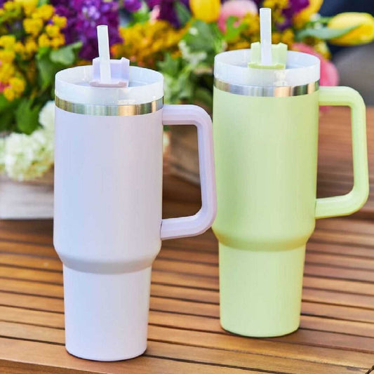 Stainless Steel Tumbler with Handle Straw