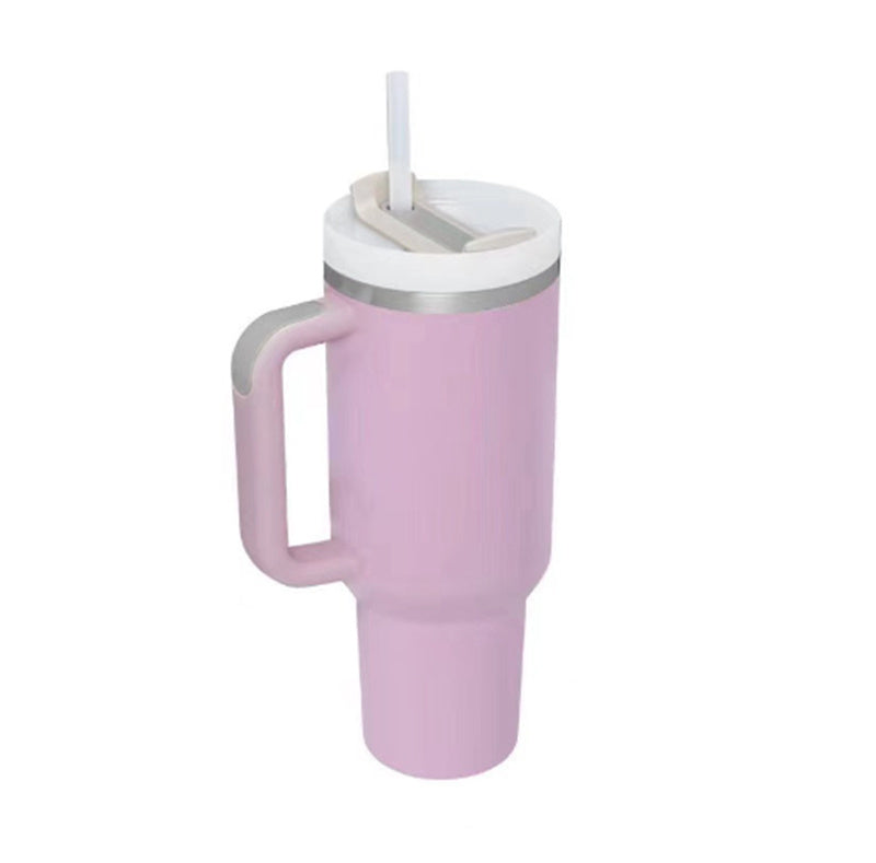 Stainless Steel Tumbler with Handle Straw