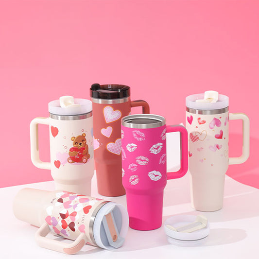 Stainless Steel Tumbler with Handle Straw