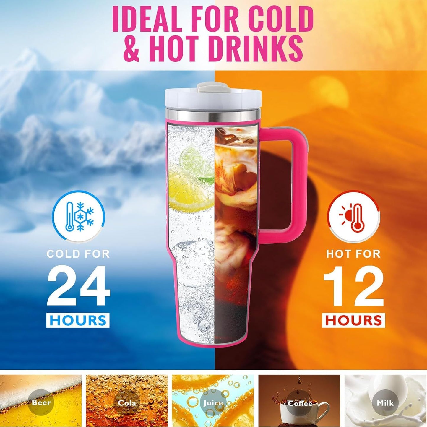 Stainless Steel Tumbler with Handle Straw