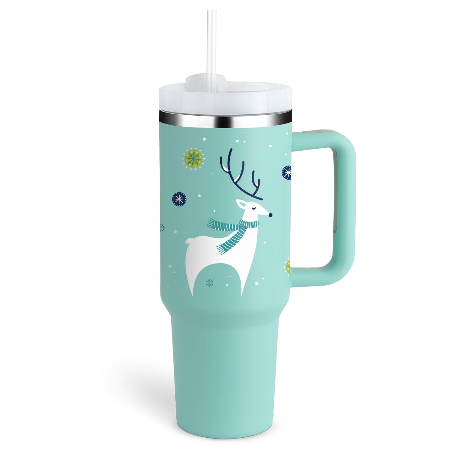 Stainless Steel Tumbler with Handle Straw