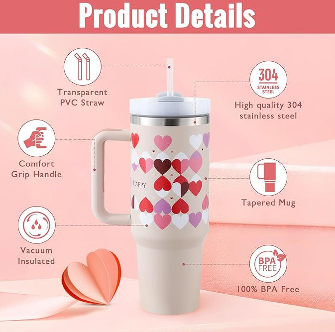Stainless Steel Tumbler with Handle Straw