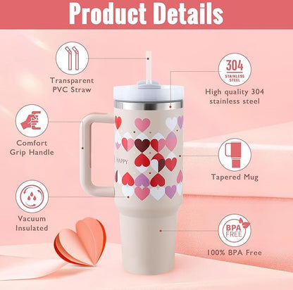 Stainless Steel Tumbler with Handle Straw